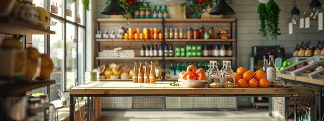 Fototapeta premium Modern grocery store interior with fresh produce display