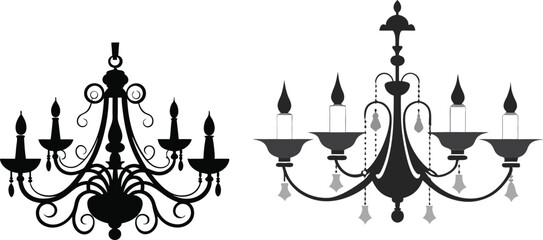 chandelier silhouette vector illustration 