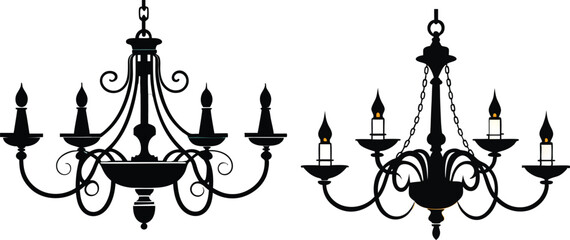 chandelier silhouette vector illustration 