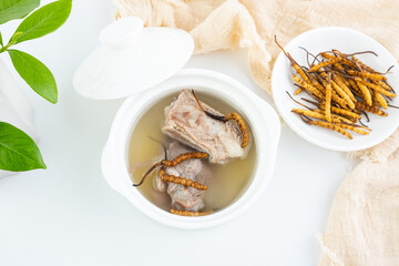 A bowl of Cordyceps Pork Ribs Soup