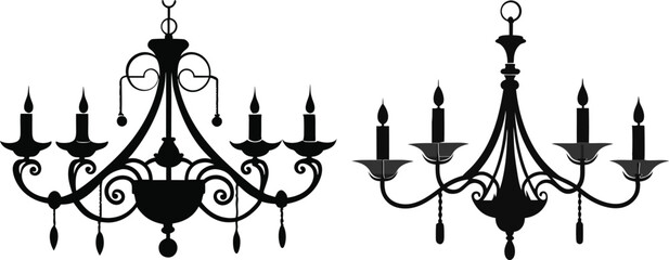 chandelier silhouette vector illustration 