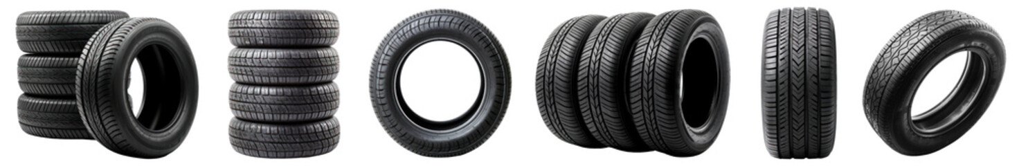 Car tire png cut out element set