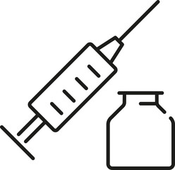 Injection icon. Vaccine symbol. Linear style.