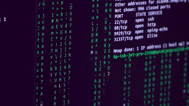 Computer hacking code on a screen