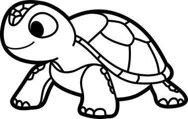 Turtle coloring outline illustration vector