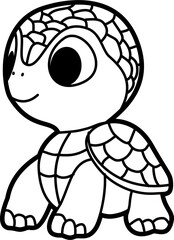Turtle coloring outline illustration vector