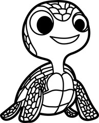 Turtle coloring outline illustration vector