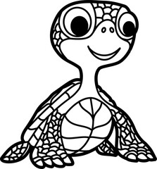 Turtle coloring outline illustration vector
