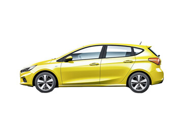 Obraz premium Compact hatchback city car on transparent background. 