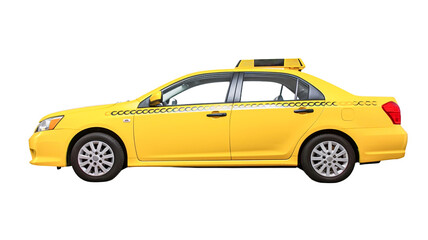 Obraz premium Yellow taxi cab isolated on transparent background. Taxi service. Commercial transport. 