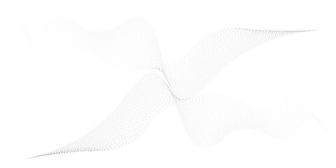 Abstract wavy technology curve lines on transparent background isolated. Voice sound wave liens and audio technology background.