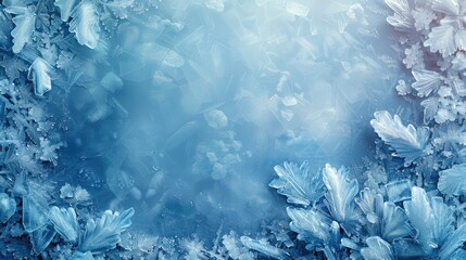 Abstract natural ice texture. Freezy ice surface. Blue backdrop with cracks and scratches on frozen water. Banner. Frozen texture blue background