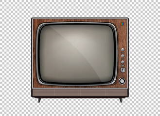 Vector retro television mock up isolate on transparent grid