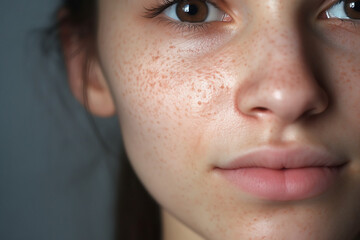 Fototapeta premium Close up portrait concept of a skin problem face imperfections generative AI
