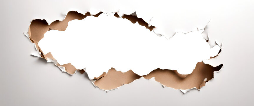 Close up view of textured paper torn isolate on transparent background, png, cutout