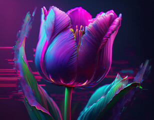 Obraz premium Closeup Illustration of a Purple Tulip Artistic Floral Design with Detailed Petals and Elegant Style