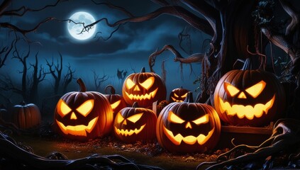 Jack O Lanterns carved with intricate swirling pattern