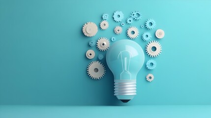 Innovative Light Bulb with Gears Turning   Visualizing Ideas for Growth and Success