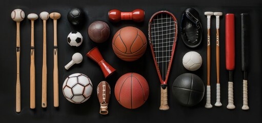 Fototapeta premium Sports Equipment Flatlay
