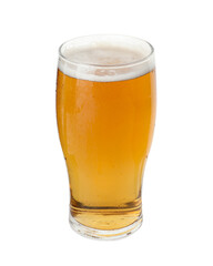 Glass of light beer isolated on white