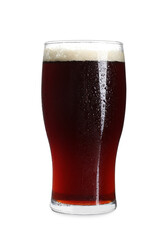 Glass of dark beer isolated on white