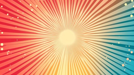 Fototapeta premium A sunburst design in shades of pink, orange, and blue.