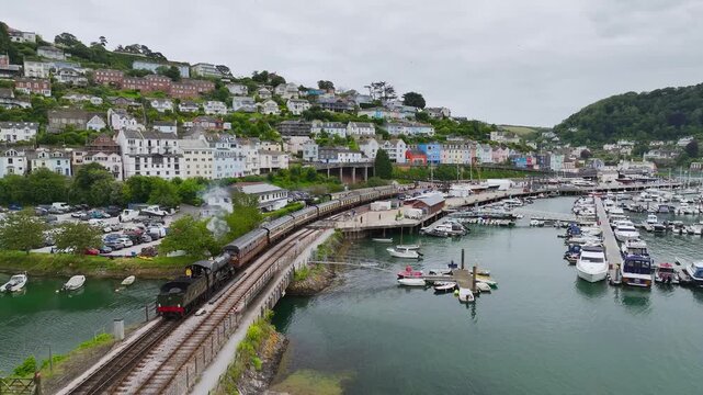 Kingswear to Paignton steam train, Dartmouth Steam Railway, Devon, England