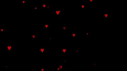 4k isolated on red heart flying animation on black background, Many love hearts animation. love video  backdrop, confetti, particle, Valentine's day, holyday propose day, celebration, relationship.	