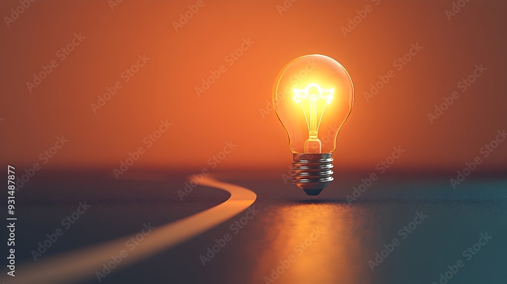 Poster illuminating journey of growth and insight through a conceptual 3d rendered light bulb on a upward r