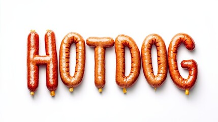 Hotdog Spelled Out With Hot Dog Sausages, Isolated On White Background, Perfect For Fast Food-Themed Designs And Summer Bbq Promotions . Generative ai