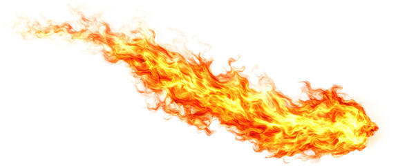 Fire flame with dynamic movement isolate on transparent background, cutout, png