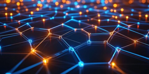 Obraz premium Abstract Digital Network with Glowing Nodes