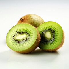Fototapeta premium Fresh kiwi fruit slices on white background in high quality image