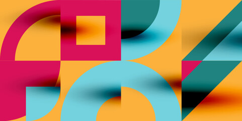 Neo memphis geometric pattern with circles, squares. Pop art abstract background for covers, banners, flyers and posters and other templates