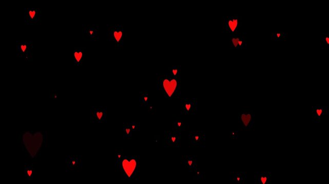 red heart flying on black background or Many love hearts animation. love video particles, confetti, particle, Valentine's day, holyday propose day, celebration, party friendship, relationship.