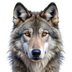 Fototapeta premium Wolf head photo, white solid isolated background 