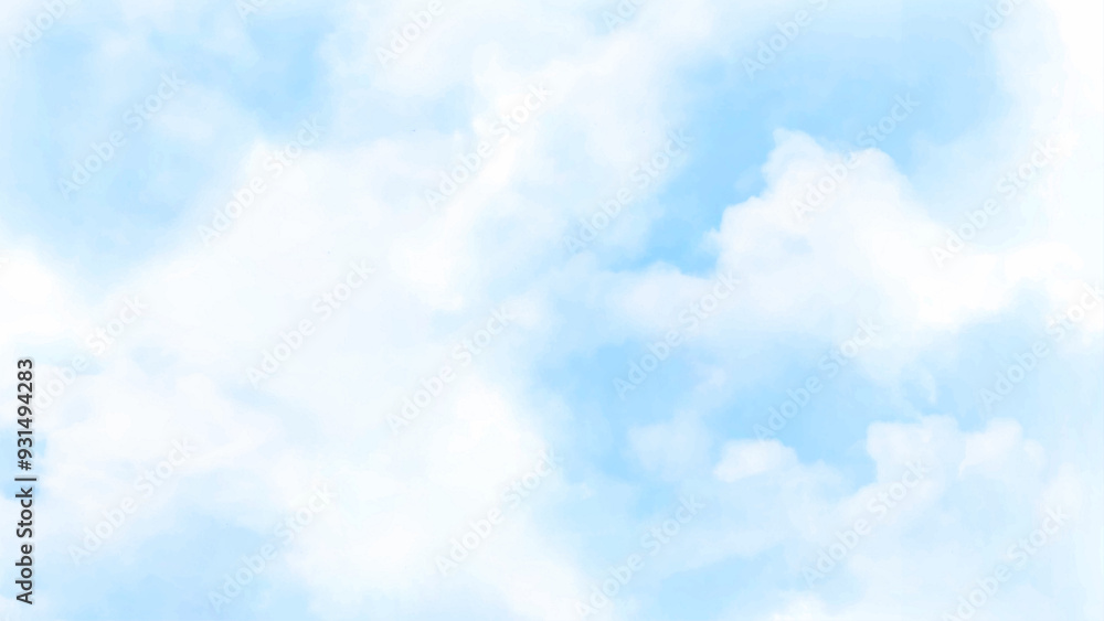Poster background with clouds on blue sky. vector background