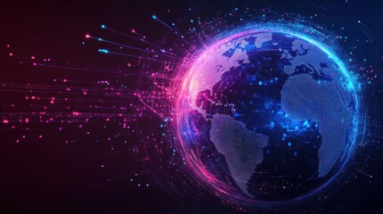 Obraz premium Futuristic Globe with Neon Light Trails