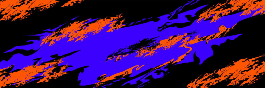 Abstract blue and orange car decals pattern. Abstract design sticker wrap for racing car, rally adventure and livery