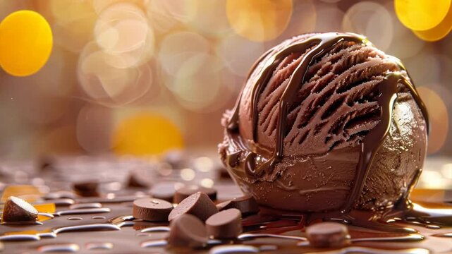 Chocolate Indulgence: A decadent scoop of chocolate ice cream, drizzled with rich chocolate sauce and surrounded by chocolate chips, creates a symphony of textures and flavors. This image evokes a sen