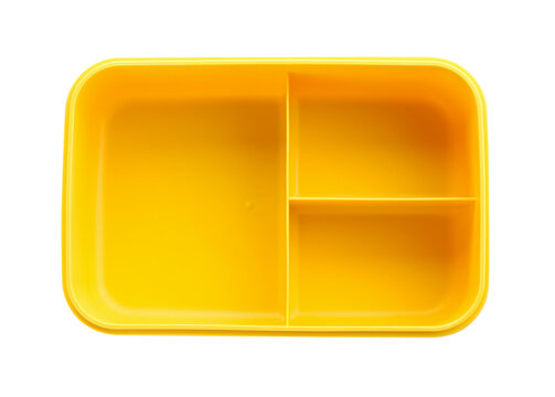 Empty plastic lunch box isolated on white, top view