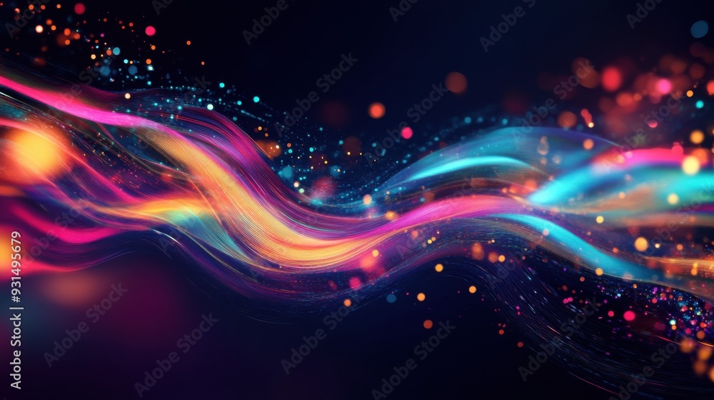 Poster data visualization with colorful data streams
