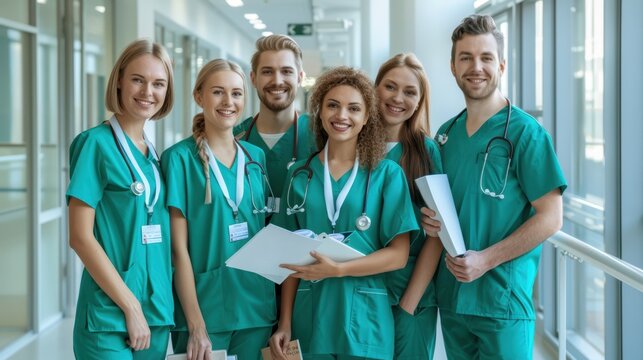 The group of smiling doctors