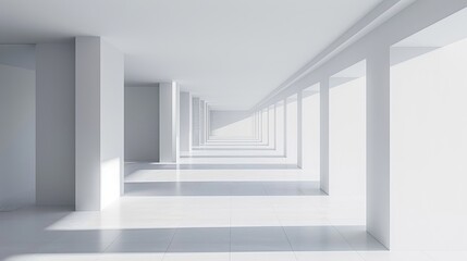 Fototapeta premium Stock photo of an abstract modern showroom interior design with a concrete wall background.