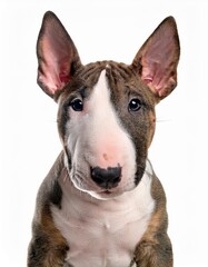 ブル・テリアの子犬のポートレート(Bull Terrier puppy portrait on white background)