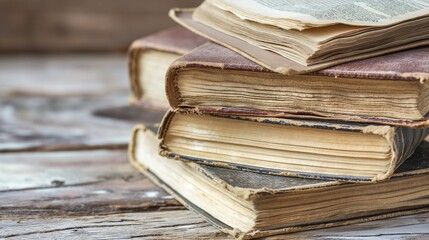 stack of old books with worn covers