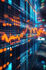 A digital stock market chart showcasing data analysis and trends
