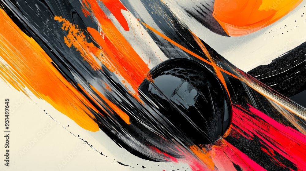 Aufkleber close-up of a modern graphic with abstract elements and dynamic compositions, highlighting innovativ