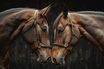 Obraz premium Beautiful horse couple , close up, aesthetic click