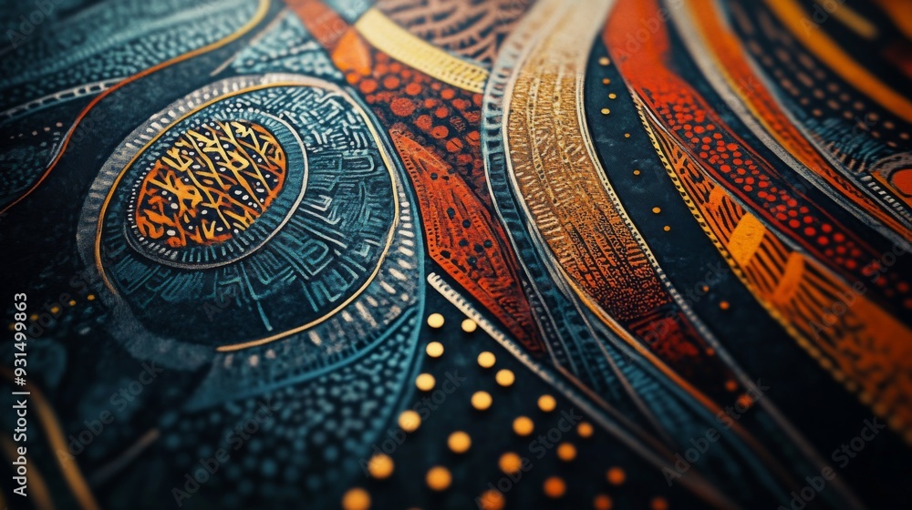 Poster Close-up of a stylish graphic with intricate patterns and contrasting colors, showcasing artistic design and attention to detail for visual projects.